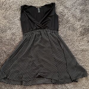 Sleeveless Black & White Polka Dot Mini Dress